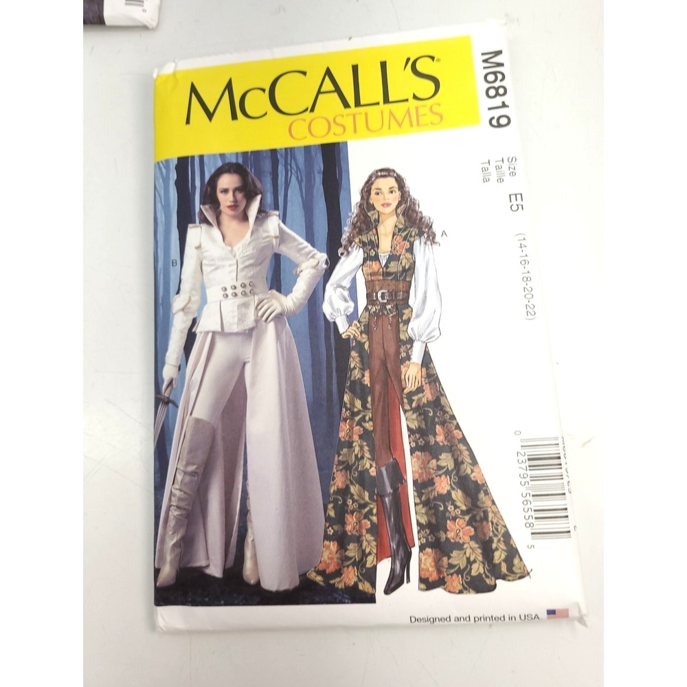 McCalls Costumes Sewing Pattrn M6819 Sz E5 14 16 18 20 22 Factory‎ Fold Uncut